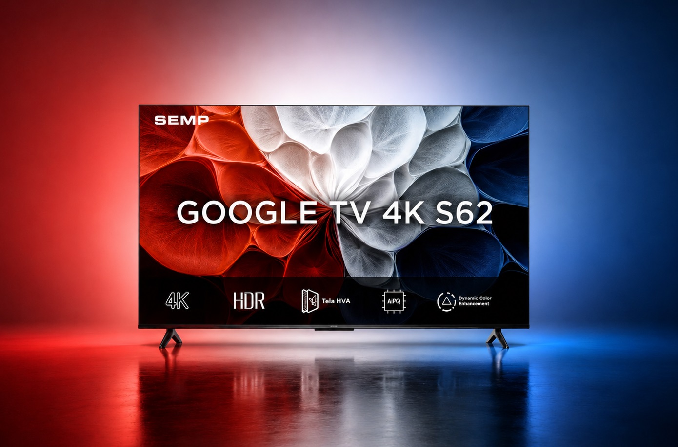 Smart TV SEMP S62 55 polegadas 4K com Google TV, HDR10+, HDMI 2.1 e controle por voz