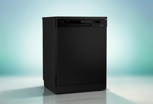 Lava-louças Midea 14 serviços preta com ciclos versáteis, função meia carga e lavagem intensiva