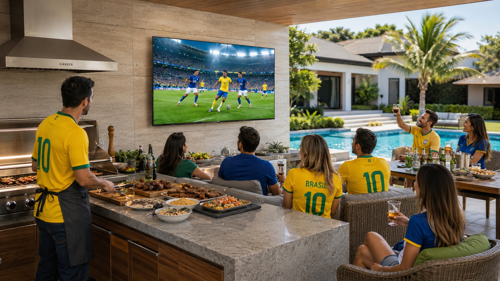 Smart TV 55 polegadas em ambiente moderno com imagem 4K, painel avançado e experiência imersiva