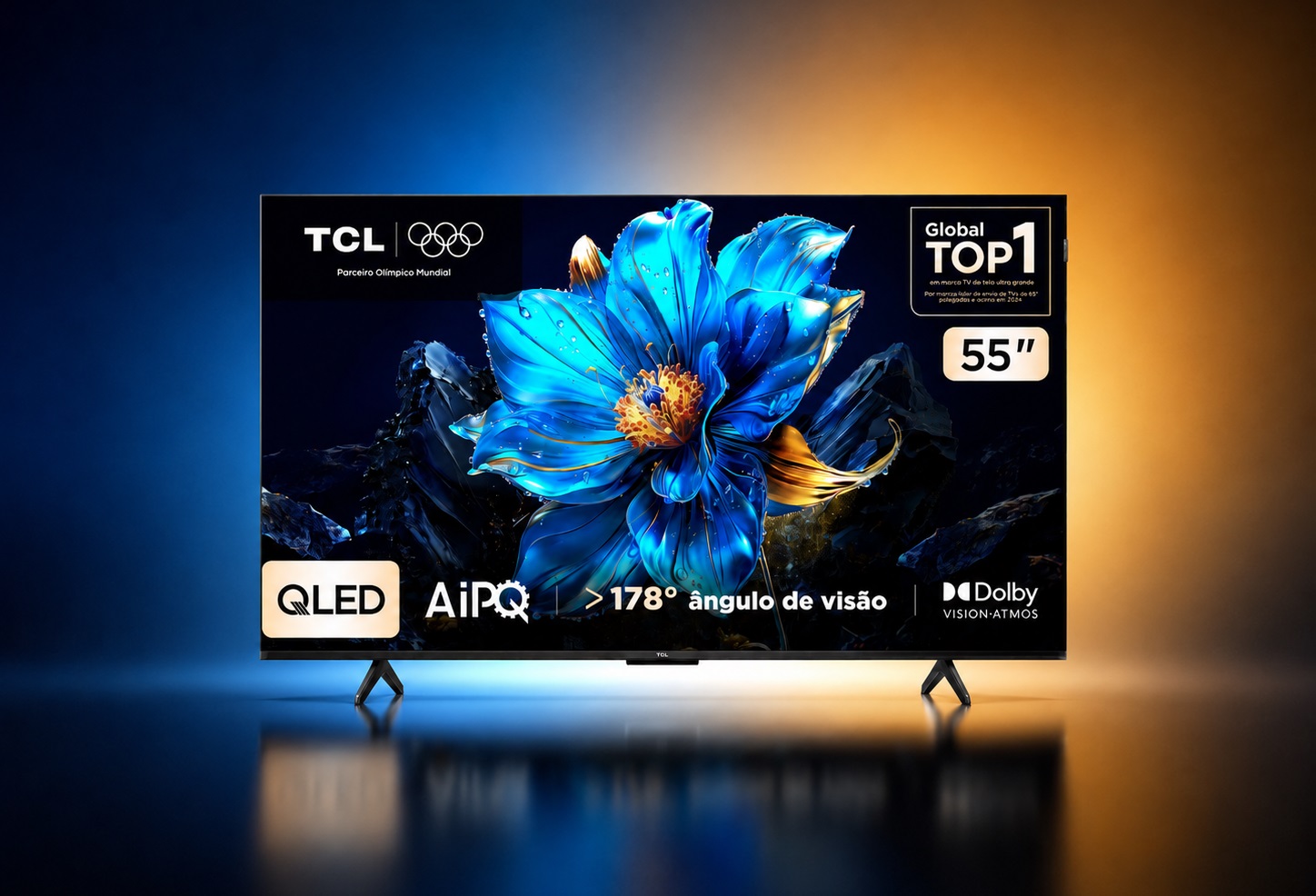 Smart TV TCL P7K 55 polegadas 4K com painel QLED, Dolby Vision, Google TV e Dolby Atmos